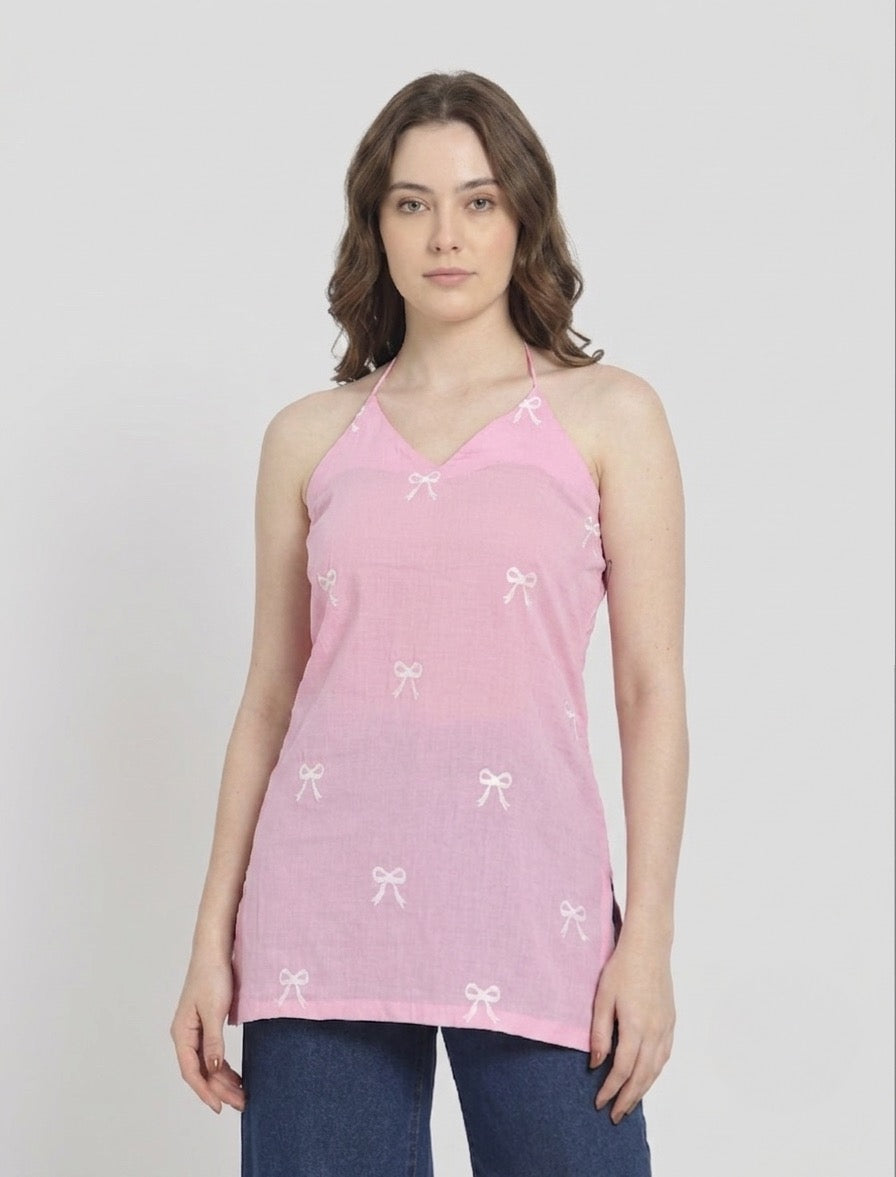 Blushing Bow Halter Kurti