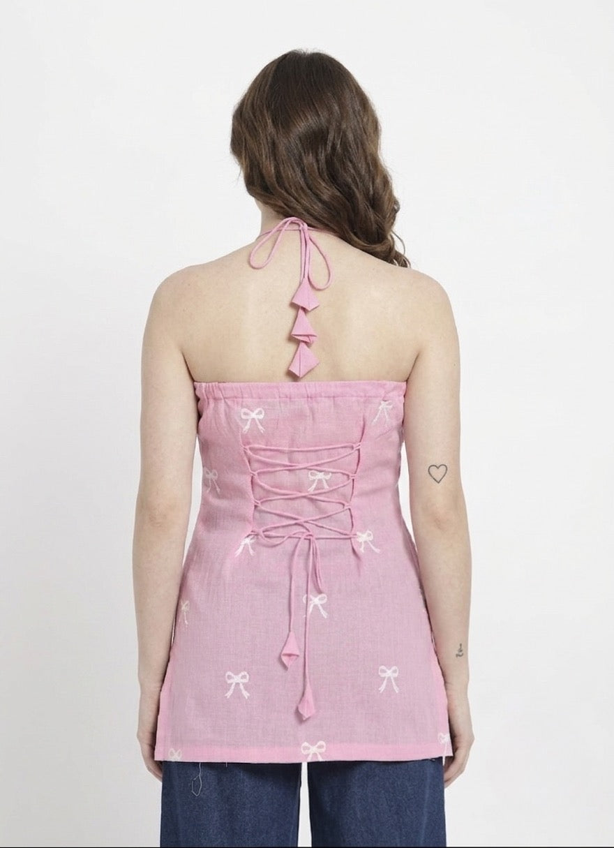 Blushing Bow Halter Kurti