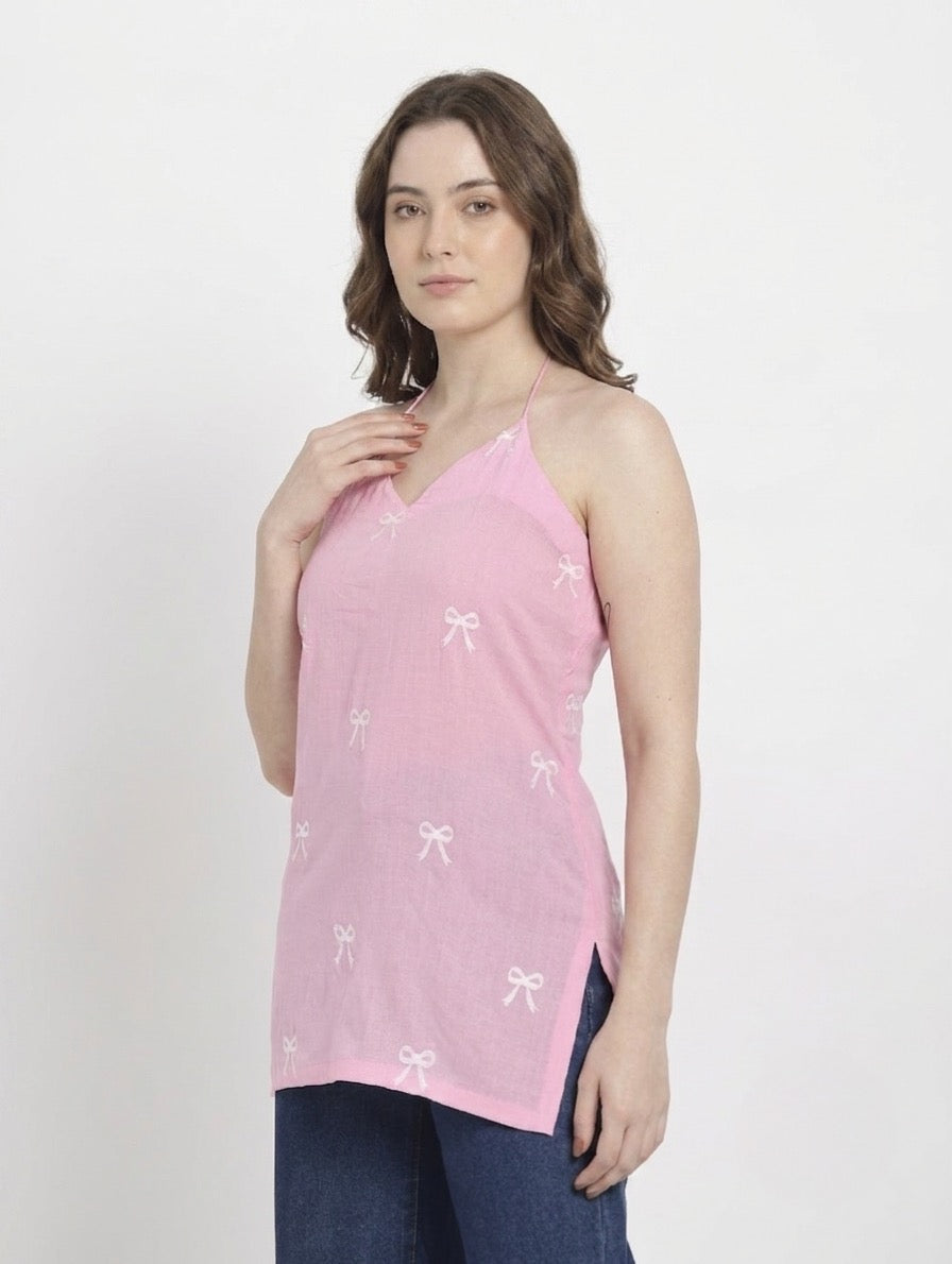 Blushing Bow Halter Kurti