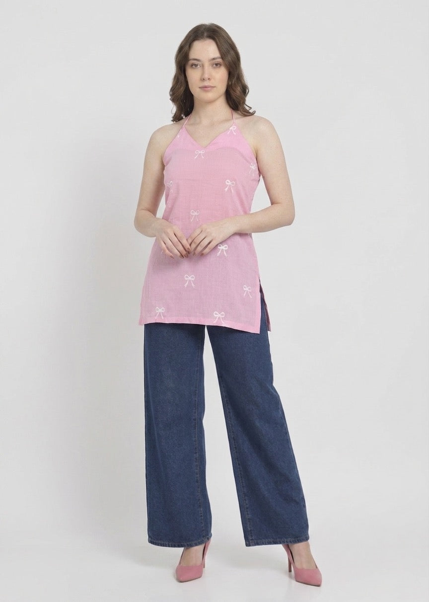 Blushing Bow Halter Kurti